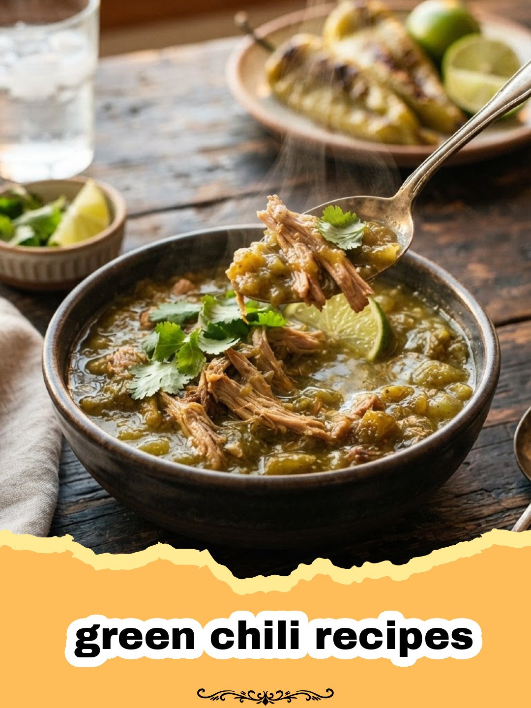 green chili recipes - A baking dish filled with golden-brown Green Chili Chicken Enchiladas, topped with melted cheese and fresh cilantro.