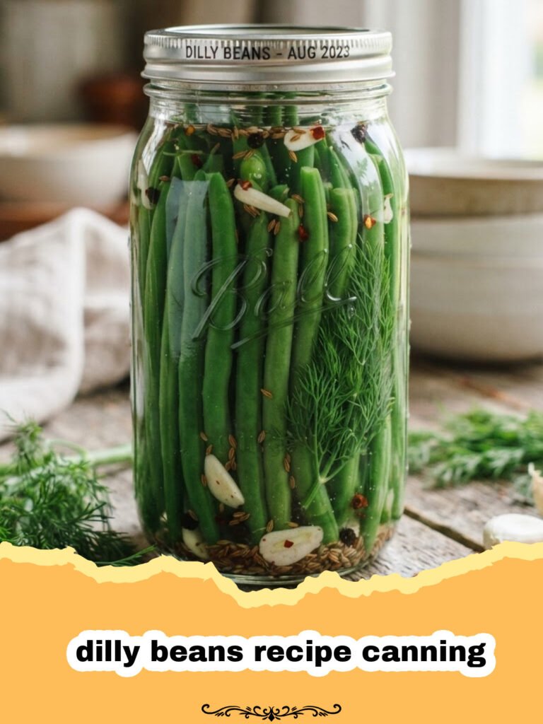 dilly beans recipe canning - Several jars of pickled dilly beans on a wooden counter