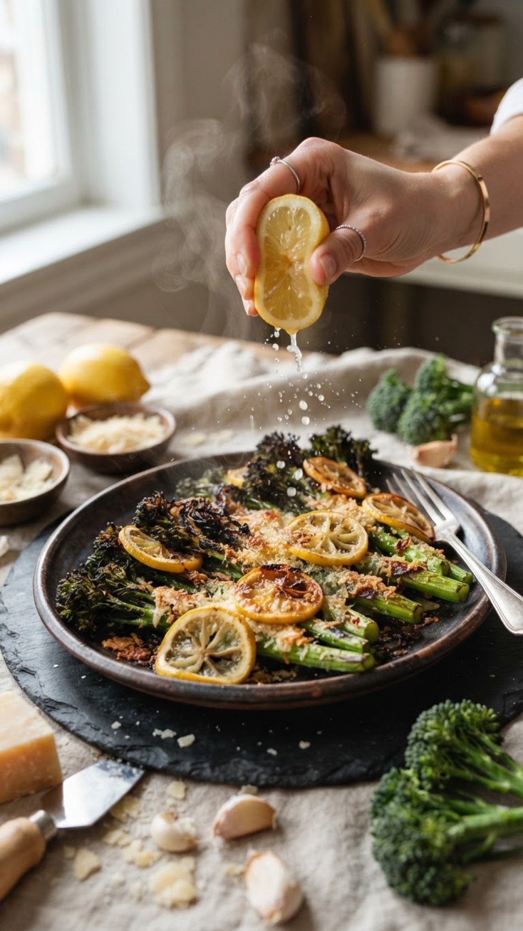 Garlic Parmesan Roasted Broccolini Preparation