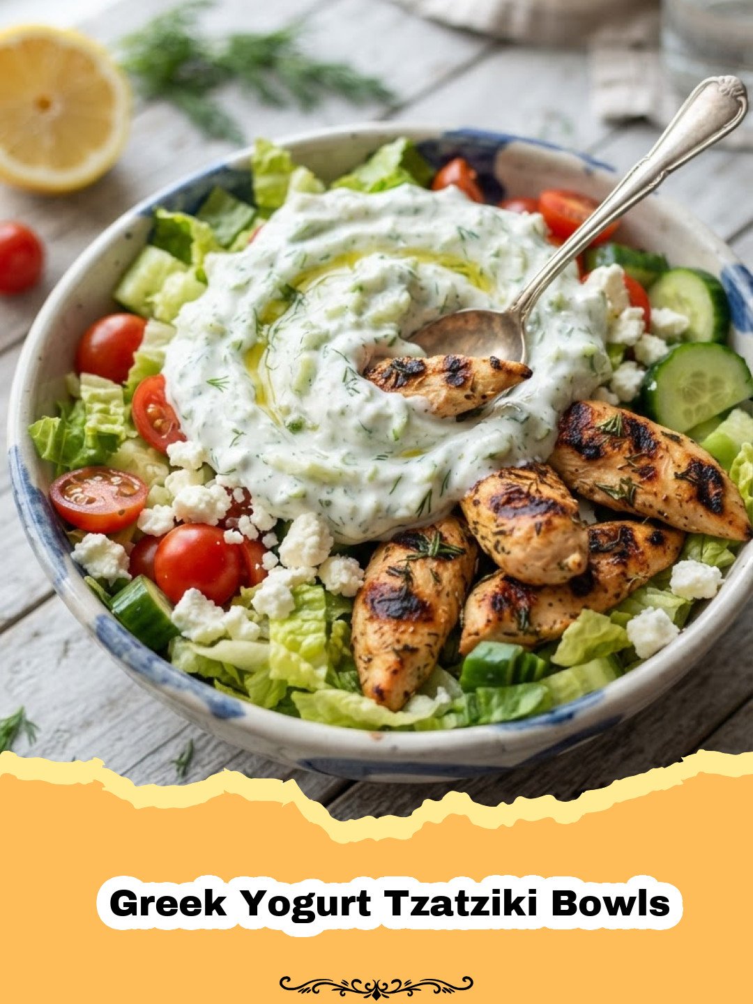 Greek Yogurt Tzatziki Bowls Preparation