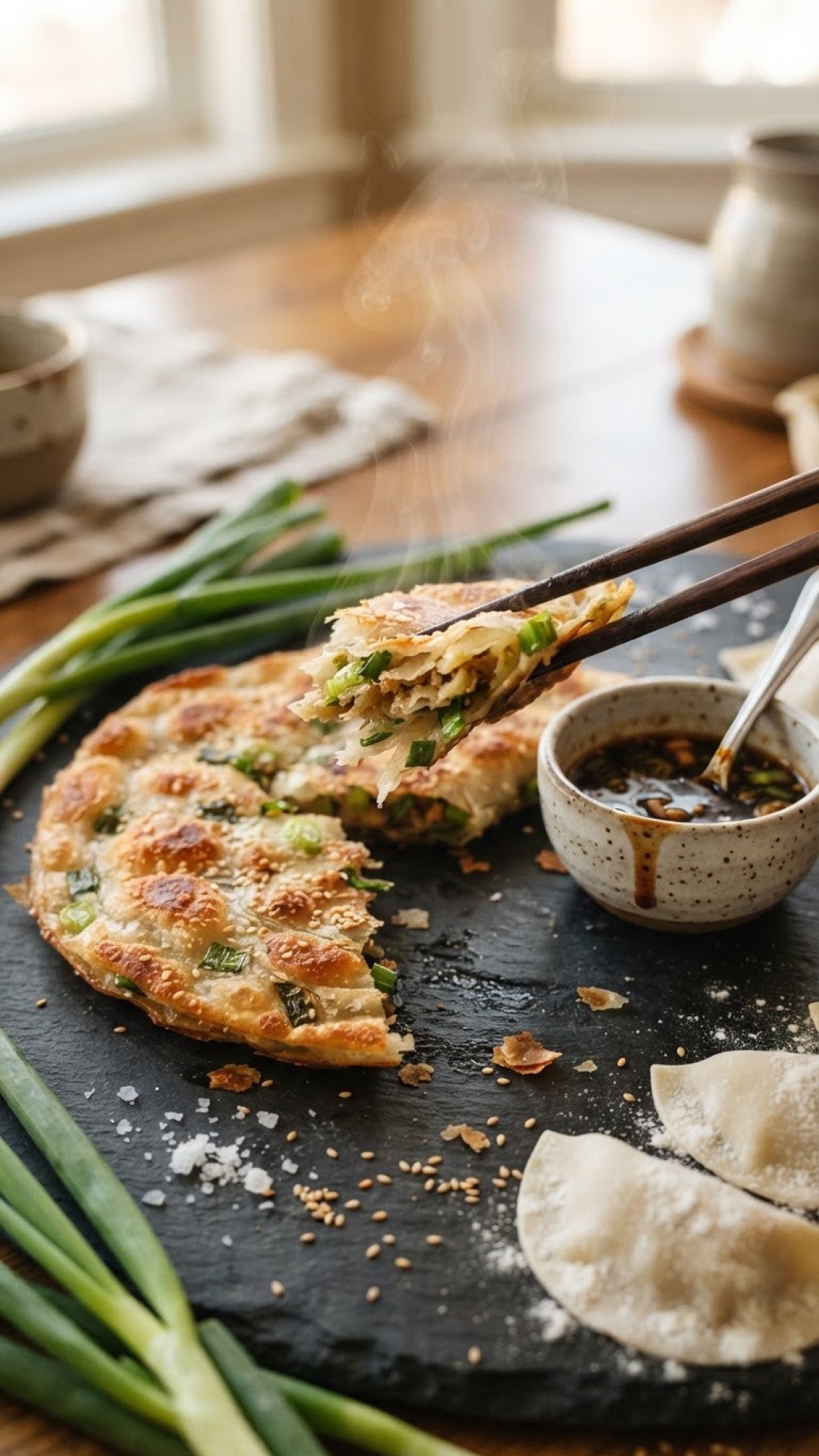 Green Onion Pancake Samosa Wrappers Preparation