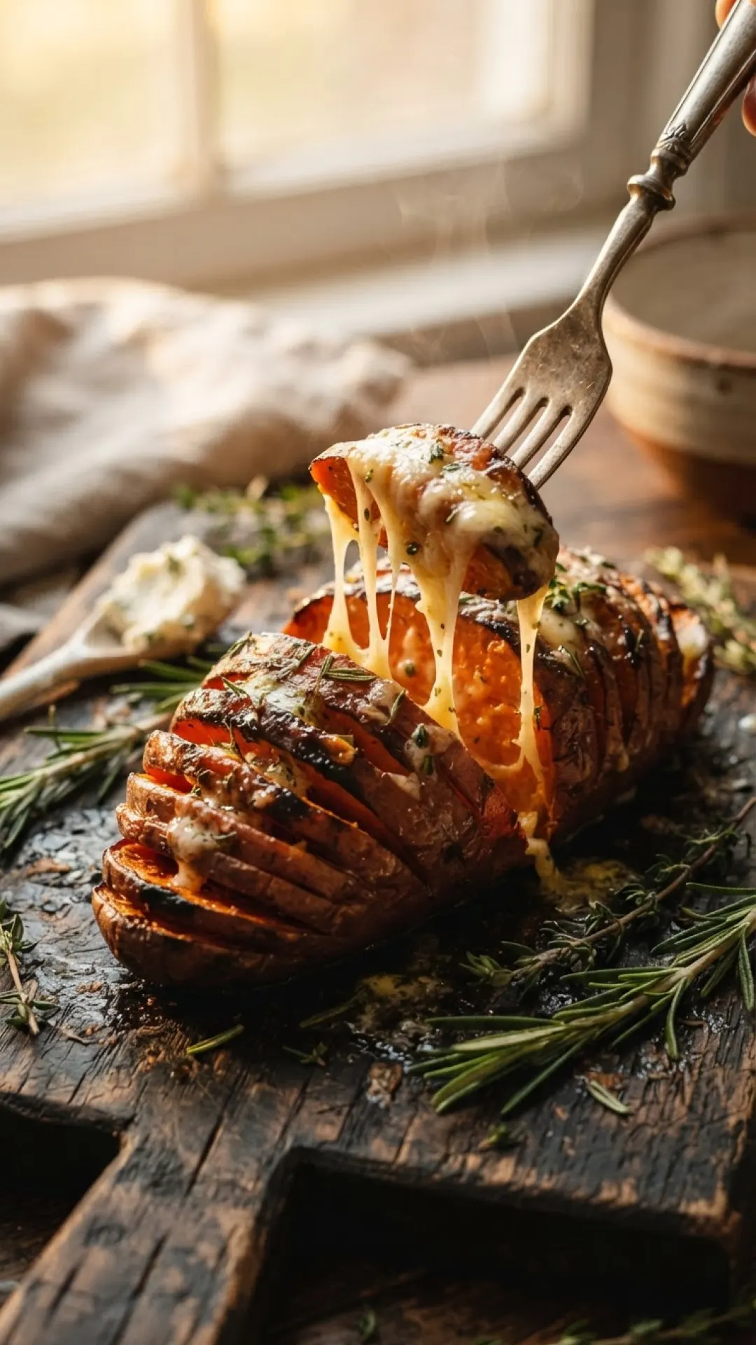 Hasselback Sweet Potatoes with Herb Butter Preparation