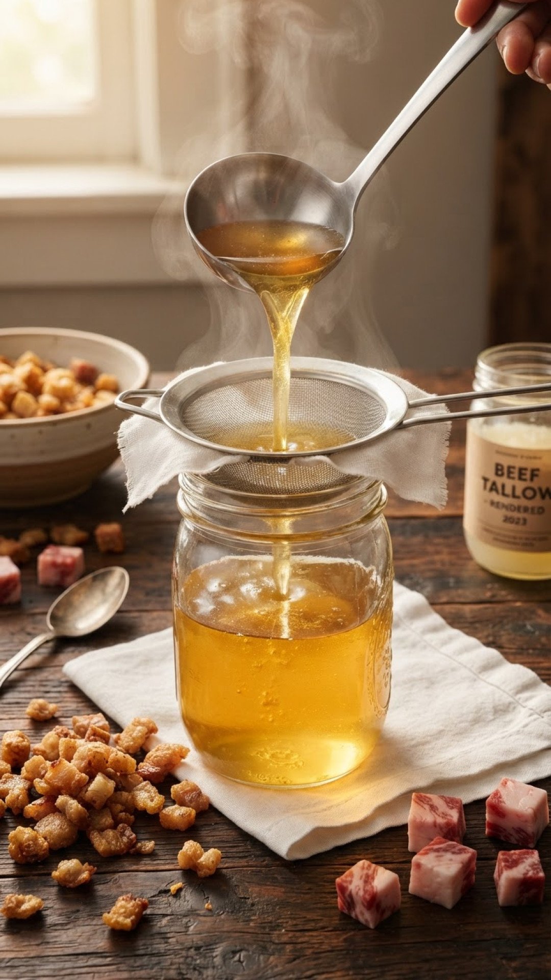 Homemade Rendered Beef Tallow Preparation