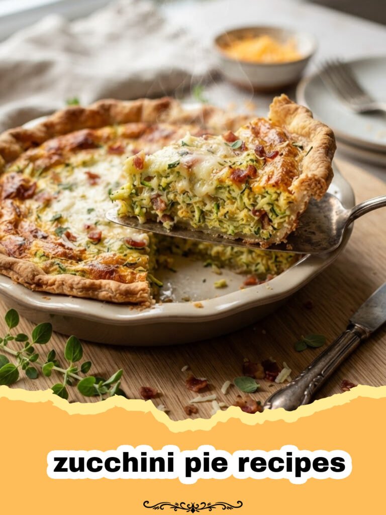 The Ultimate Savory Zucchini Pie: A Summer Classic 5 zucchini pie recipes - A golden brown savory zucchini pie sliced in a glass dish.