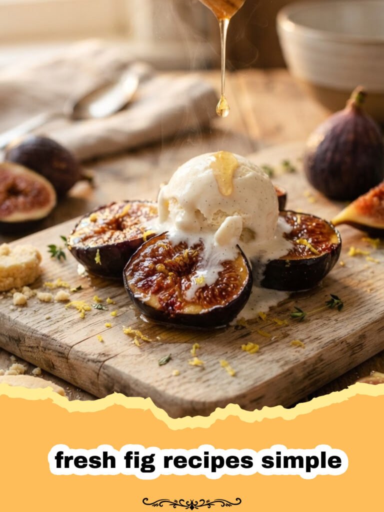 Honey-Roasted Figs with Goat Cheese and Walnuts 5 fresh fig recipes simple - Roasted fresh figs with white goat cheese and walnuts on a ceramic plate