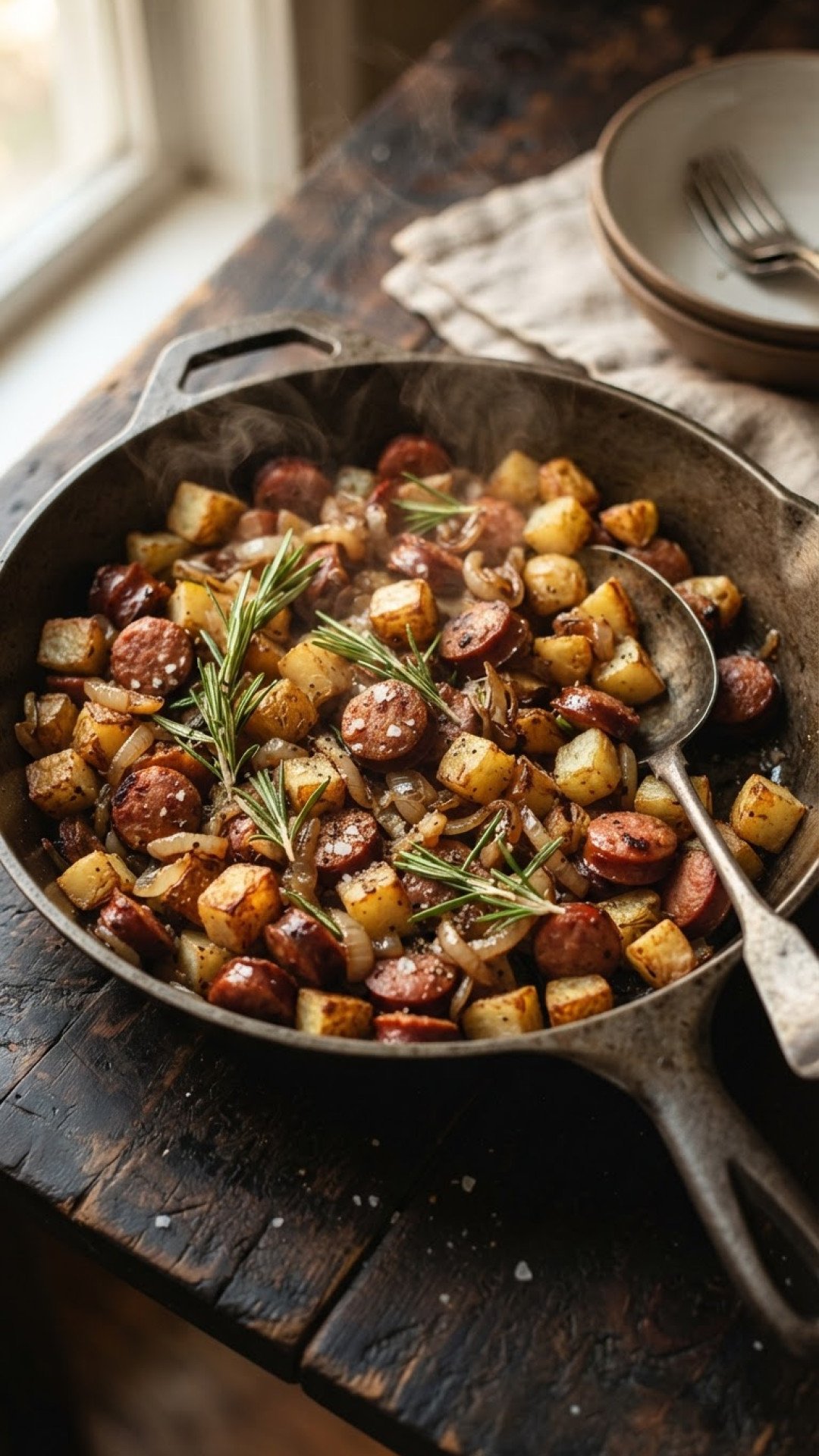 One-Pan Sausage and Potato Bake Preparation