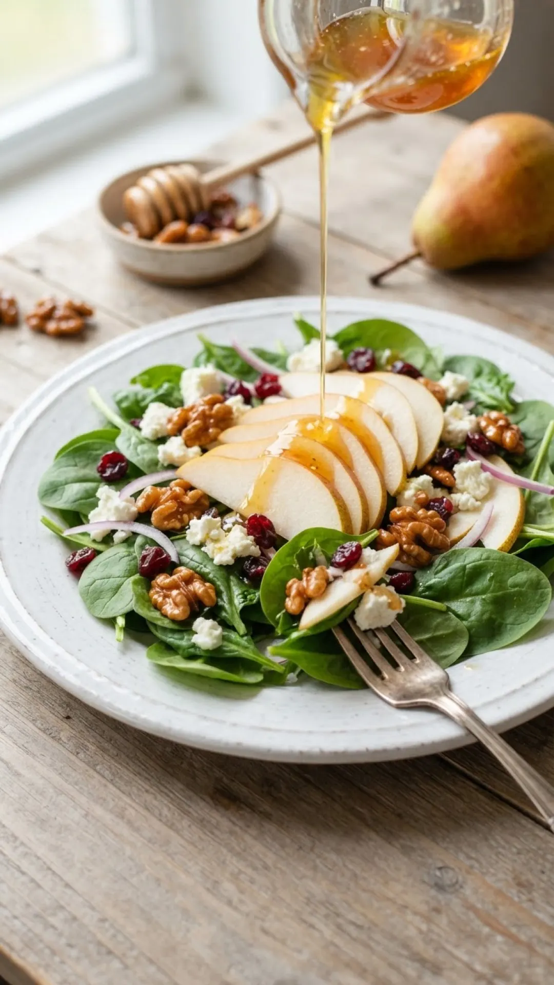 Organic Pear & Honey Balsamic Salad Kit Preparation