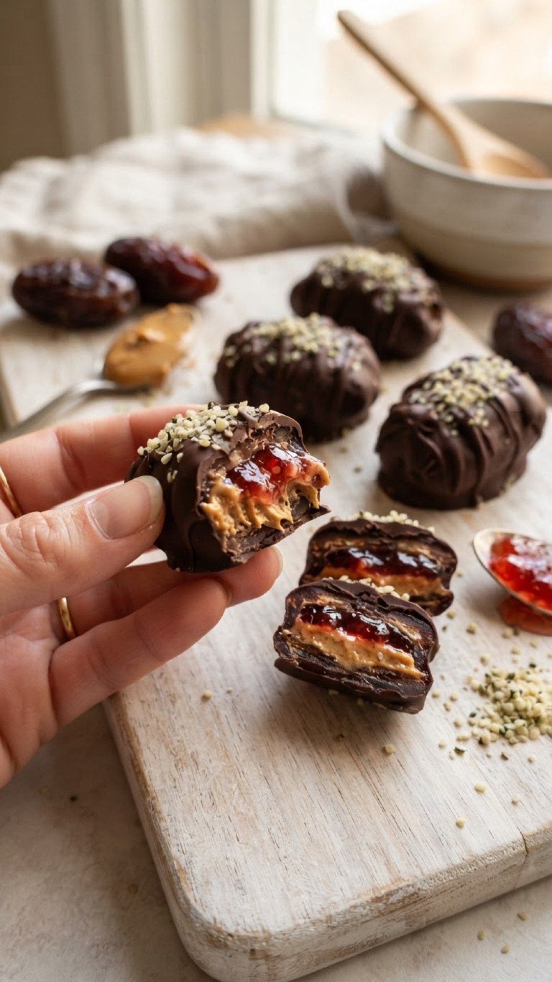 PB&J Stuffed Dates Preparation