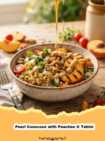 Summer Bliss in a Bowl: Pearl Couscous with Peaches & Tahini 18 Summer Bliss in a Bowl: Pearl Couscous with Peaches & Tahini