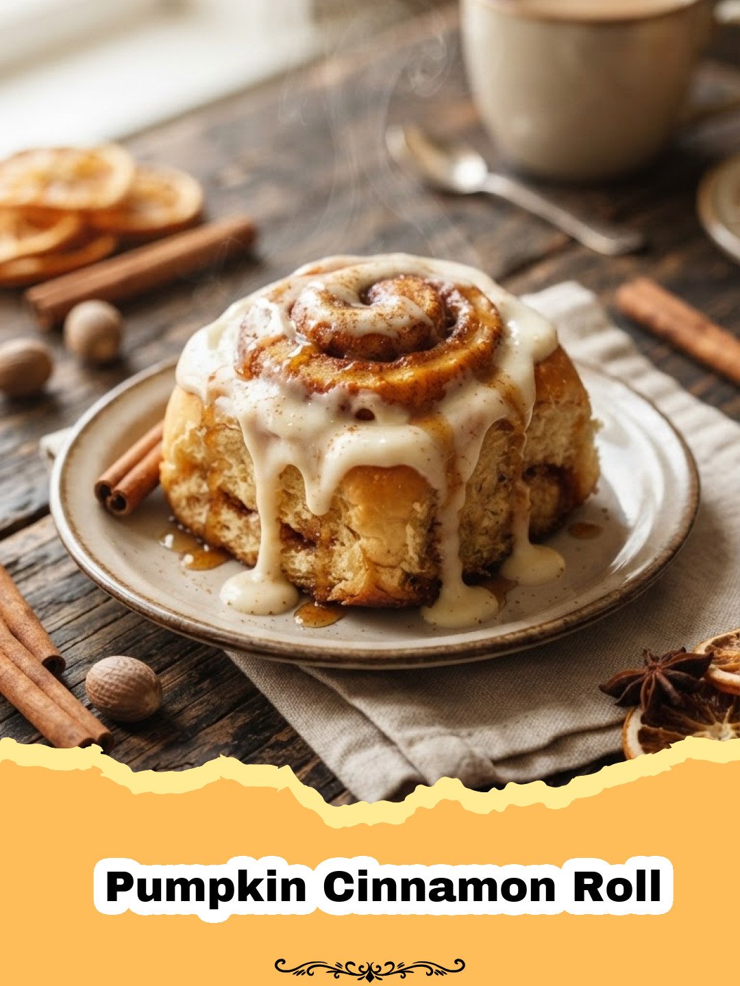 The Ultimate Homemade Pumpkin Cinnamon Rolls with Cream Cheese Frosting 3 Close-up of warm, frosted homemade Pumpkin Cinnamon Rolls in a baking dish, with steam rising