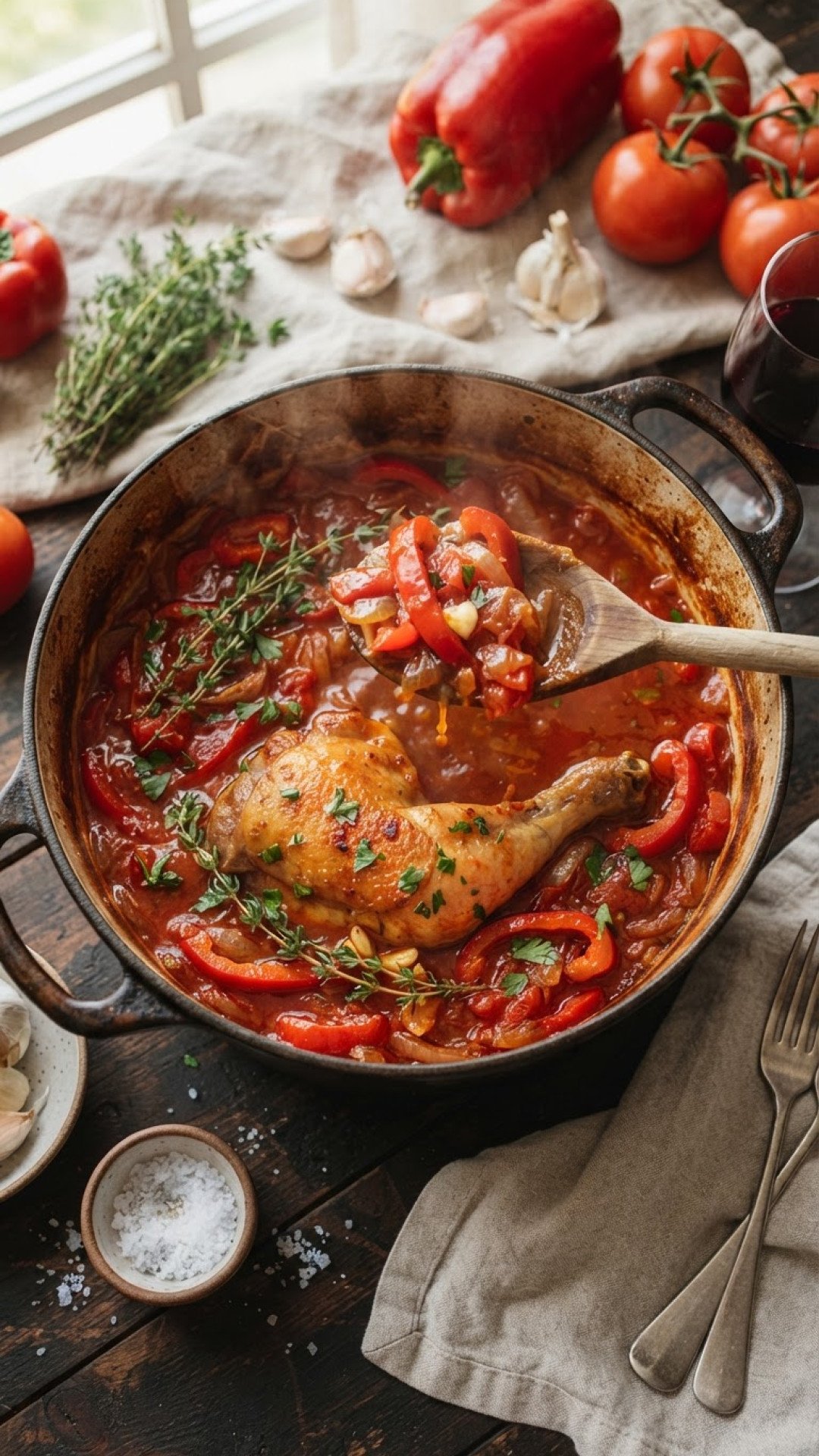 Poulet Basquaise with Peppers & Tomatoes Preparation
