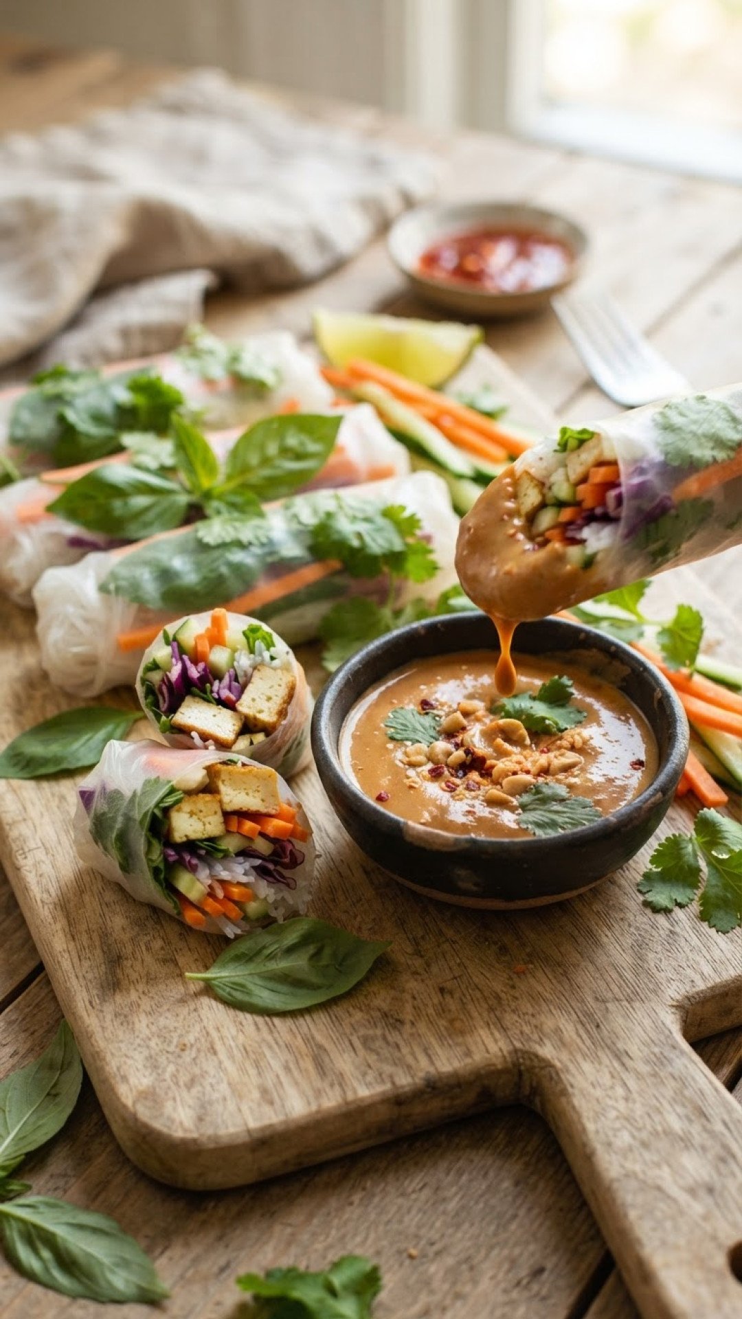 The Ultimate Fresh Tofu Summer Rolls with Irresistible Peanut Sauce 4 Tofu Summer Rolls with Peanut Sauce Preparation