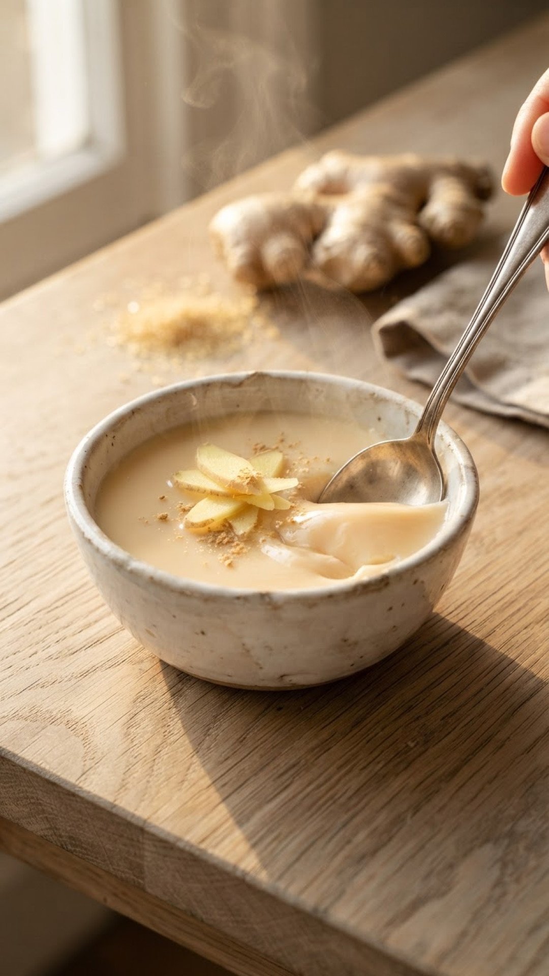 Warm Ginger Milk Curd Pudding Preparation
