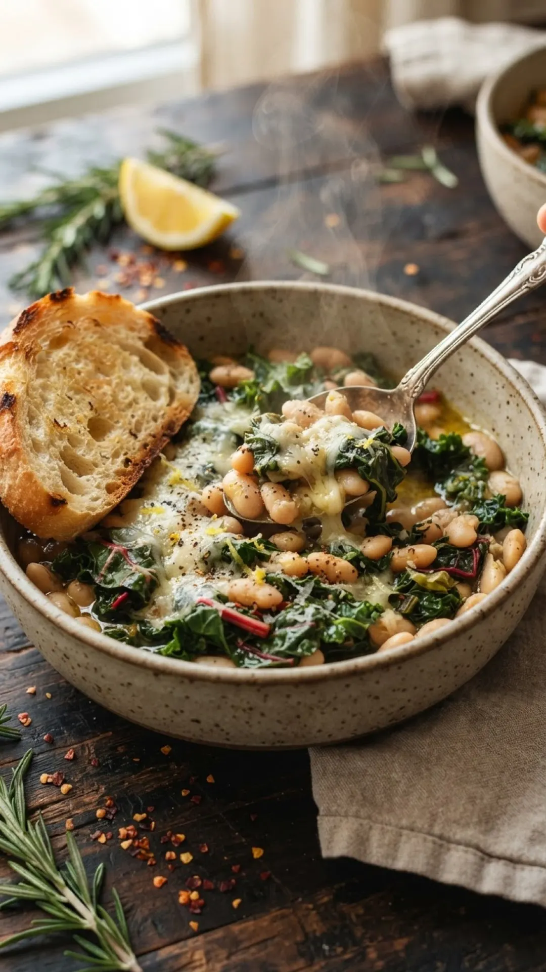 Braised White Beans & Seasonal Greens with Lemon Preparation