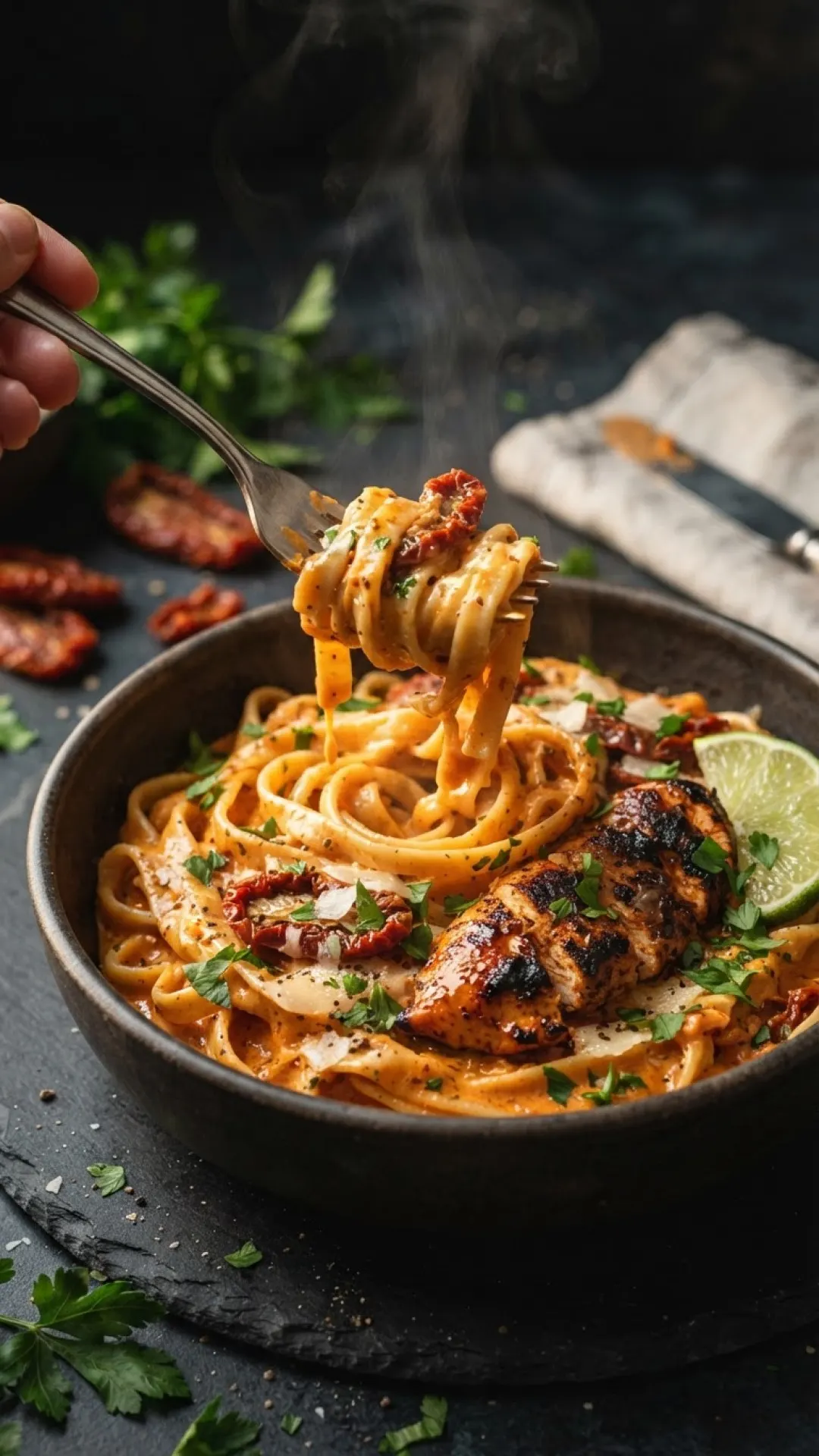 Cajun Chicken & Bacon Pasta with Sun-Dried Tomato Cream Sauce Preparation