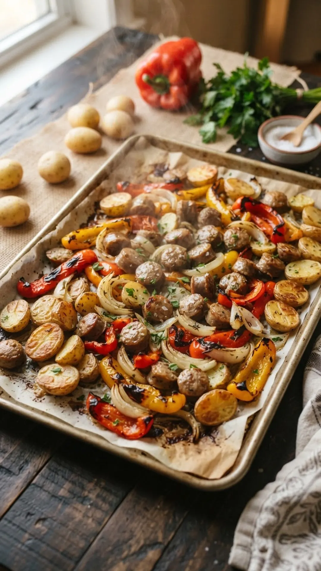 Cozy & Convenient: The Ultimate Chicken Sausage, Apples & Potatoes Sheet Pan Dinner 4 Chicken Sausage, Apples & Potatoes Sheet Pan Dinner Preparation