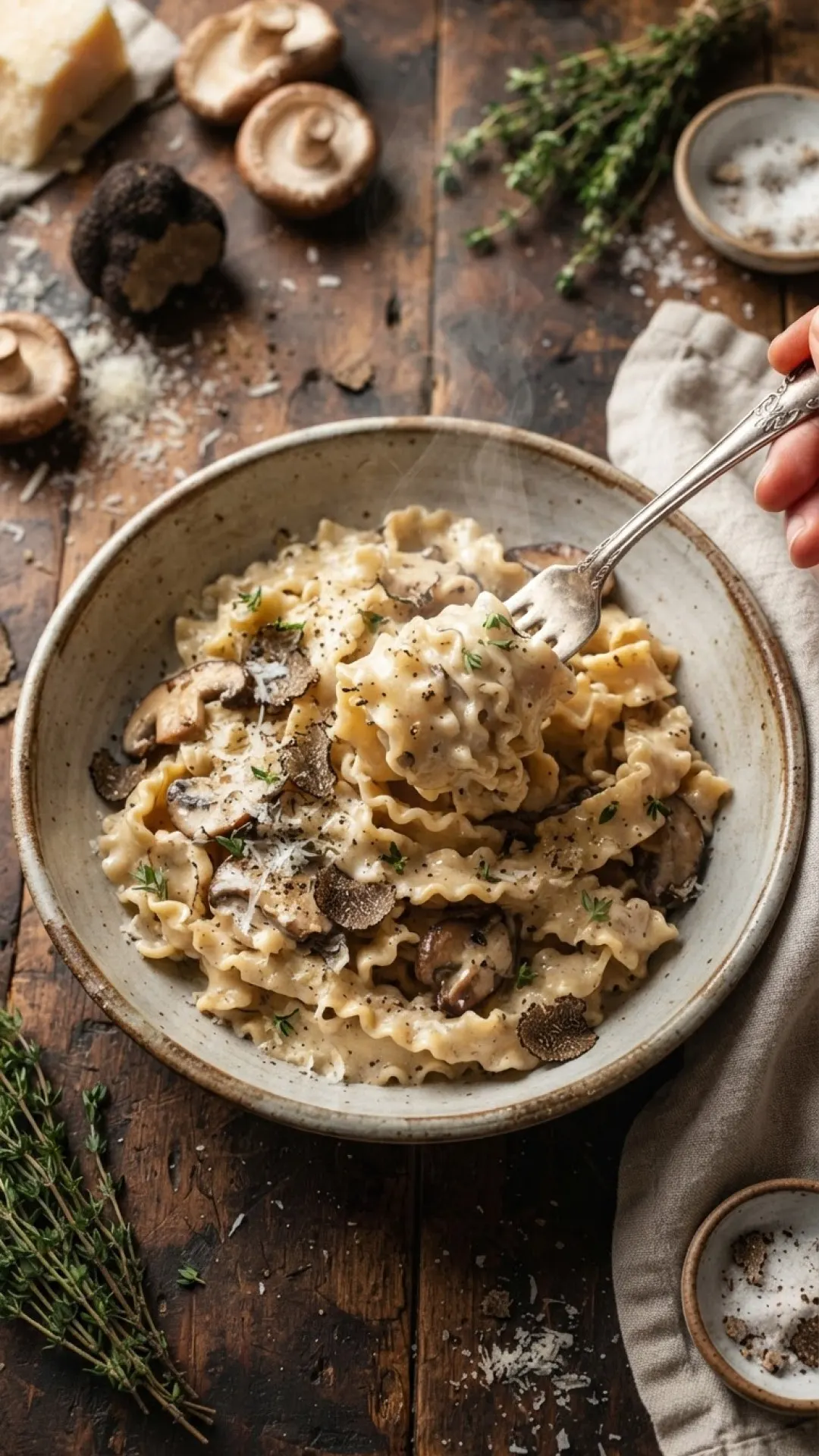Divine Indulgence: Creamy Mafaldine Pasta with Truffle & Mushrooms 4 Creamy Mafaldine Pasta with Truffle & Mushrooms Preparation