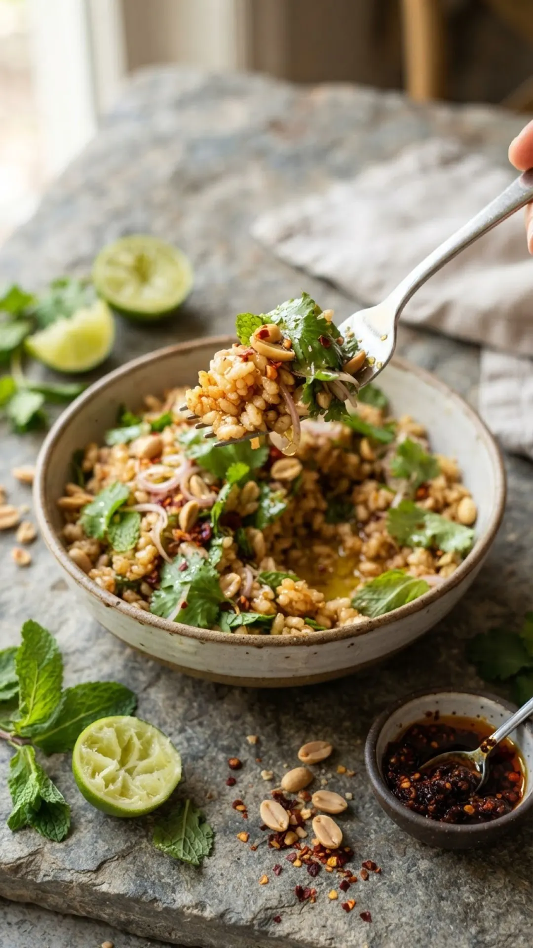 The Ultimate Crispy Baked Rice Herb Salad with Lemon Dressing: Freshness Redefined! 4 Crispy Baked Rice Herb Salad with Lemon Dressing Preparation