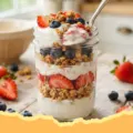 Frozen Greek Yogurt Peanut Granola Clusters on a baking sheet, ready to be stored, with a few stacked in a small bowl.