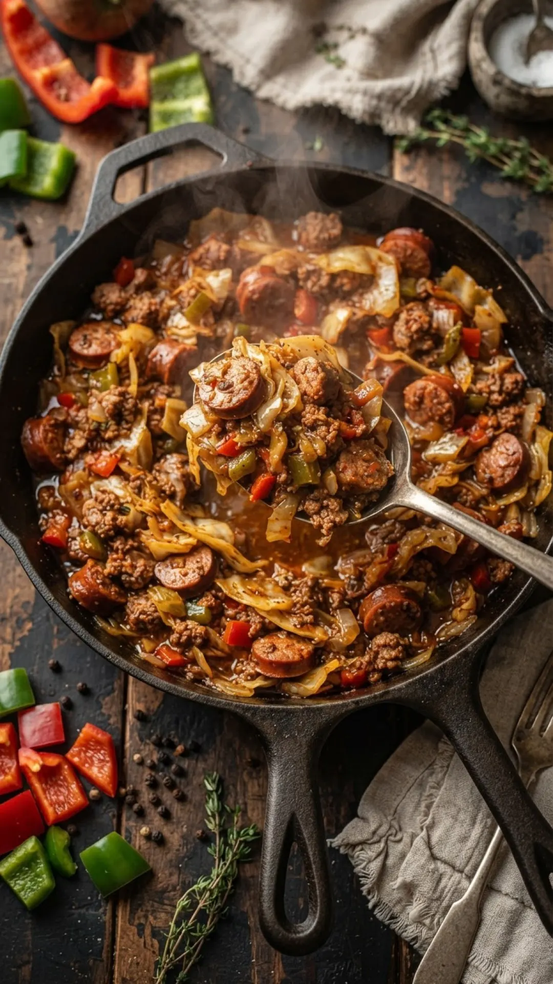 Dirty Cajun Braised Cabbage Preparation