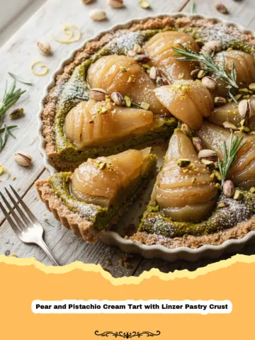 An Elegant Autumn Delight: Pear and Pistachio Cream Tart with Linzer Pastry Crust 1 An Elegant Autumn Delight: Pear and Pistachio Cream Tart with Linzer Pastry Crust