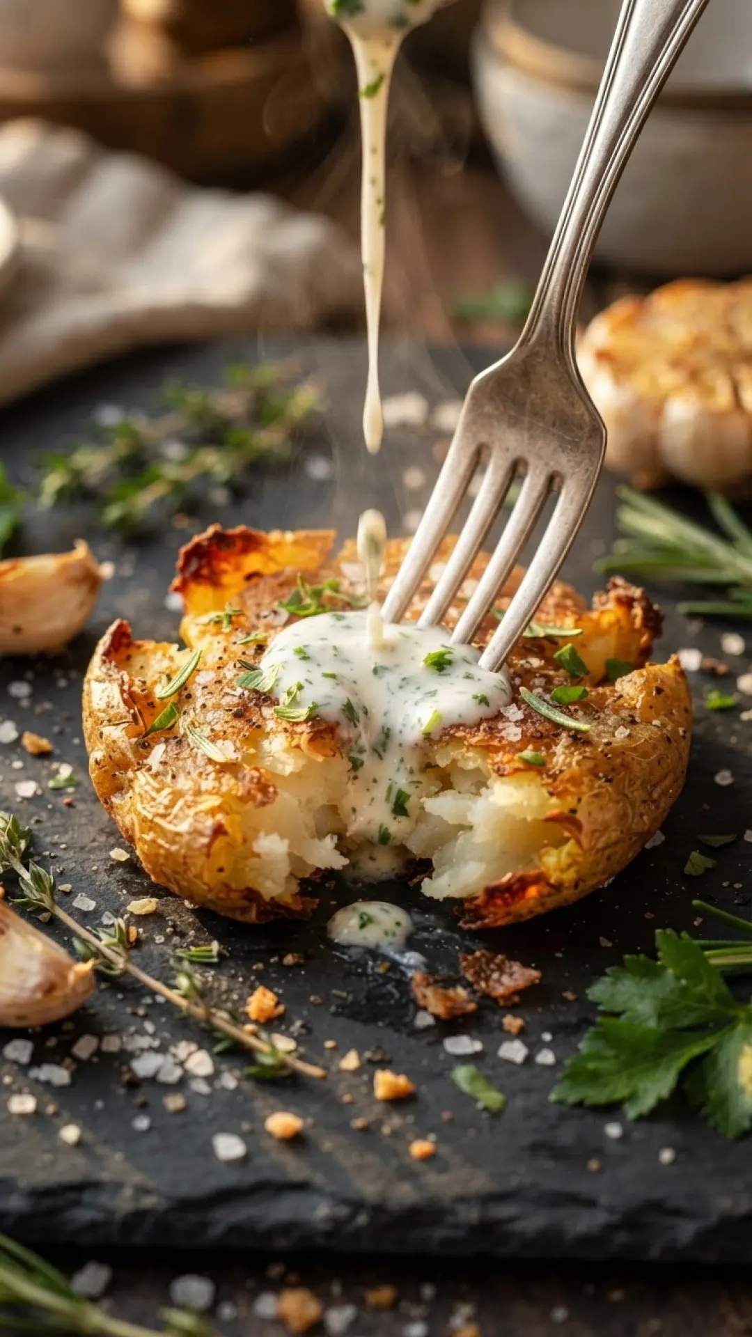 Garlic Herb Crispy Smashed Potatoes Preparation