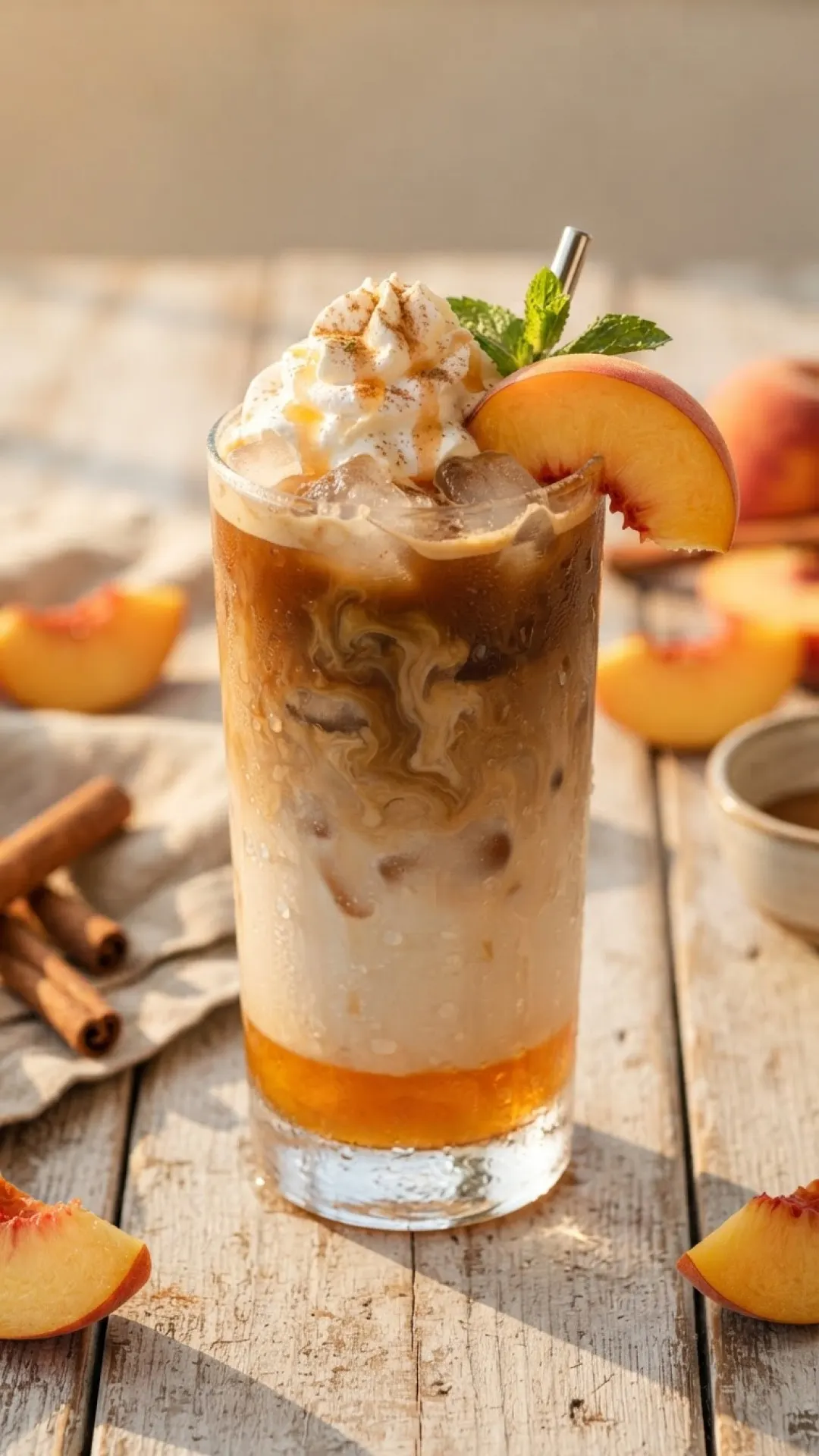 Summer Bliss: Crafting the Perfect Gradient Peach-Infused Iced Latte 4 Gradient Peach-Infused Iced Latte Preparation