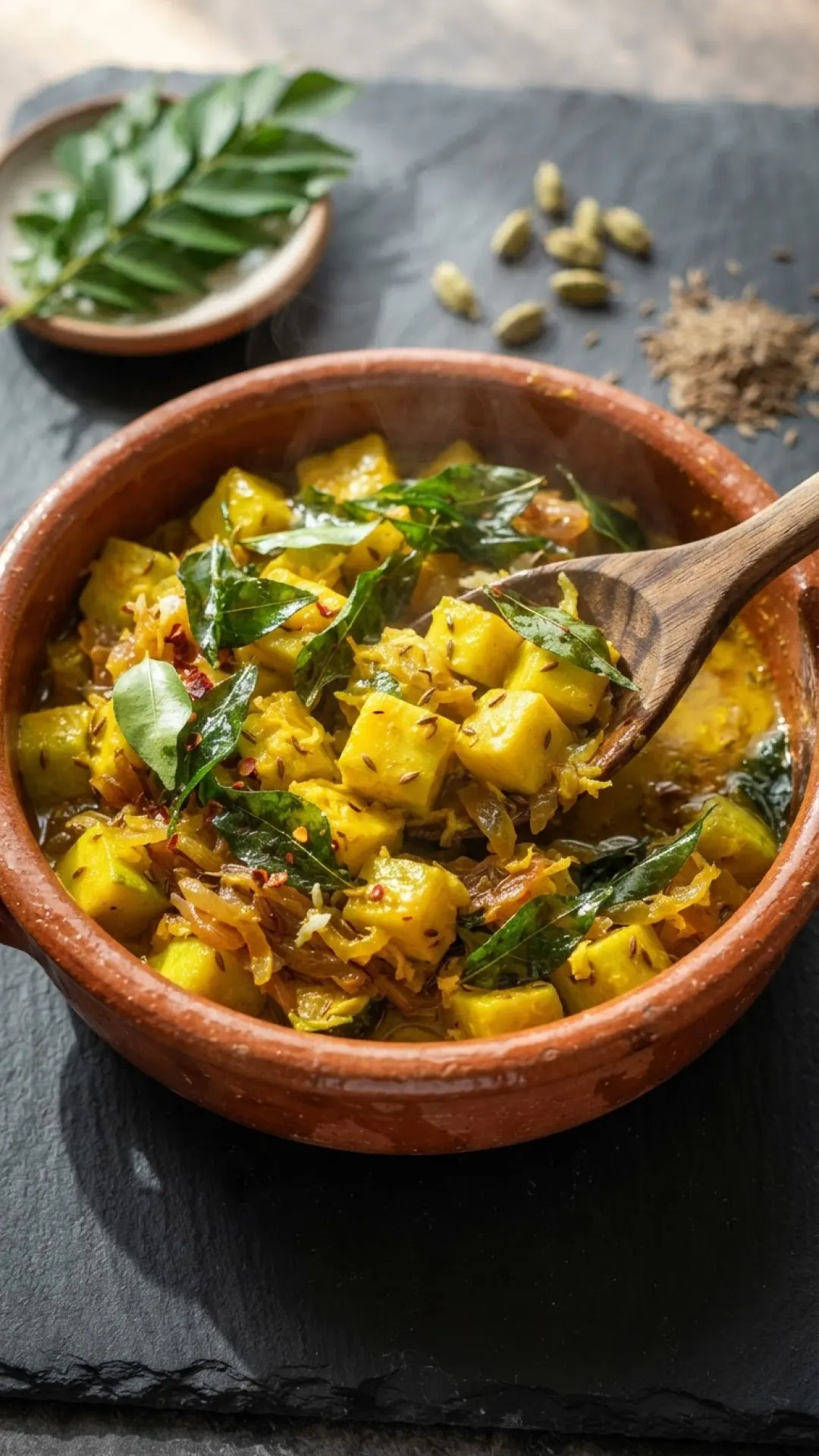 Marrow & Coconut Stir-Fry with Curry Leaves Preparation