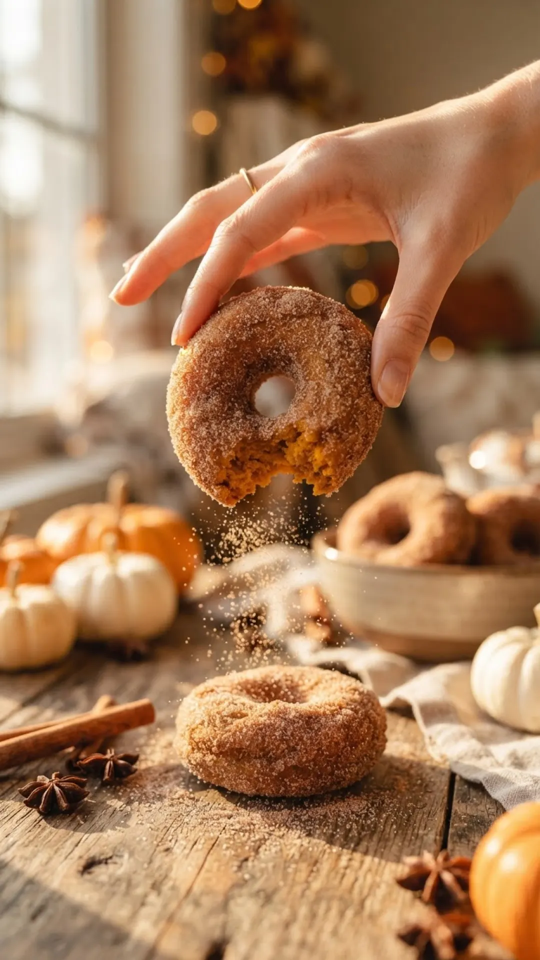 No-Knead Pumpkin Doughnuts with Cinnamon Sugar Preparation