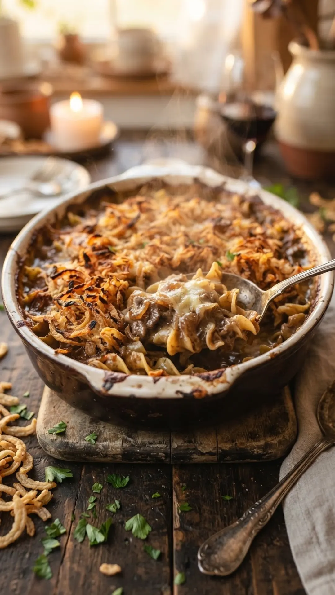 One Pot French Onion Casserole Preparation