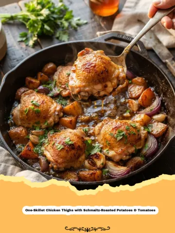 The Ultimate One-Skillet Chicken Thighs with Schmaltz-Roasted Potatoes & Tomatoes: A Homestyle Delight 9 The Ultimate One-Skillet Chicken Thighs with Schmaltz-Roasted Potatoes & Tomatoes: A Homestyle Delight
