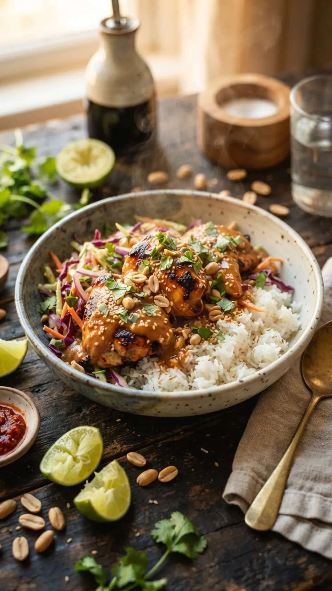 Journey to Flavor: Peanut Chicken with Ginger Slaw & Coconut Rice – Your New Weeknight Favorite! 4 Peanut Chicken with Ginger Slaw & Coconut Rice Preparation