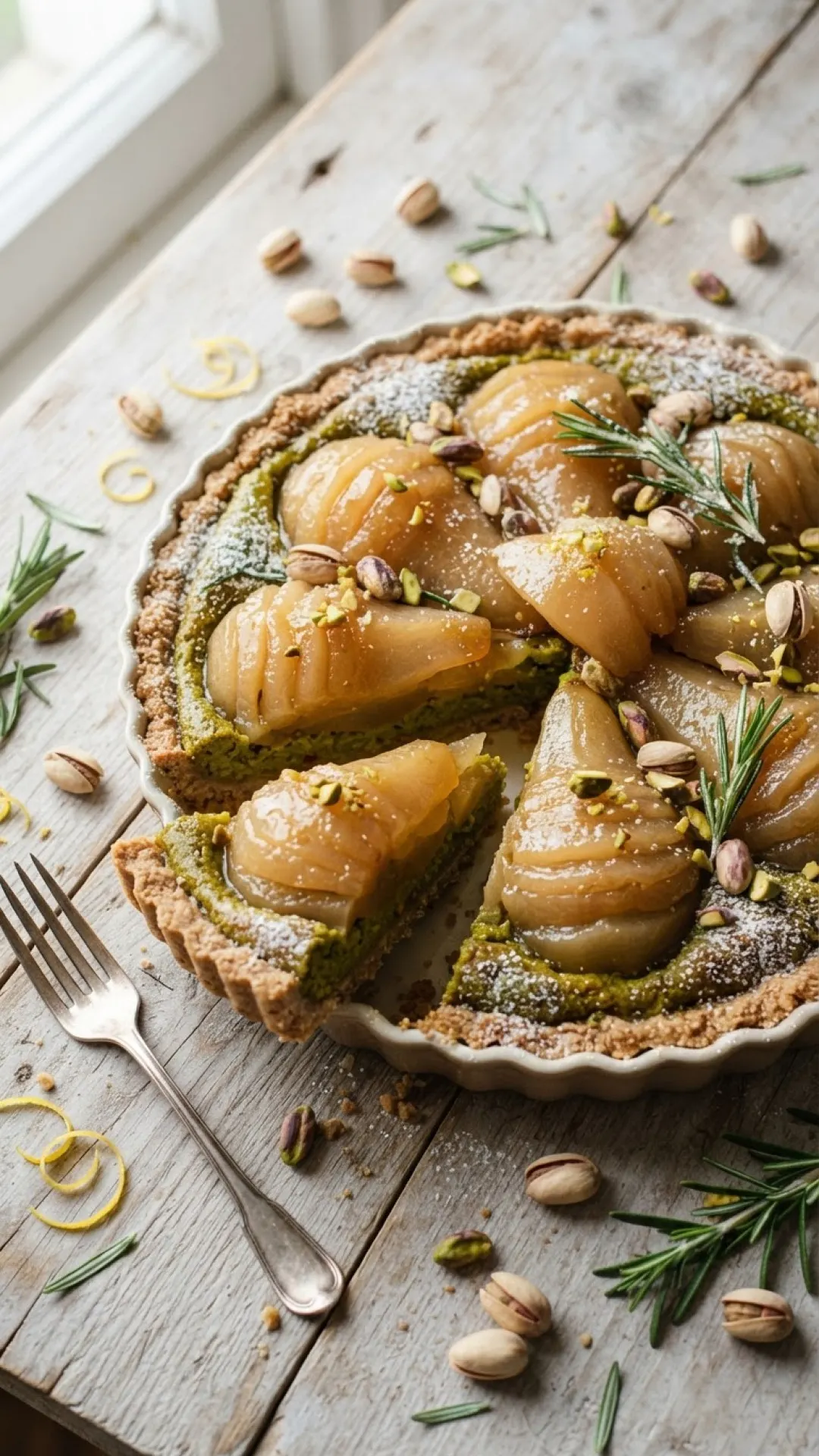 An Elegant Autumn Delight: Pear and Pistachio Cream Tart with Linzer Pastry Crust 6 Pear and Pistachio Cream Tart with Linzer Pastry Crust Preparation