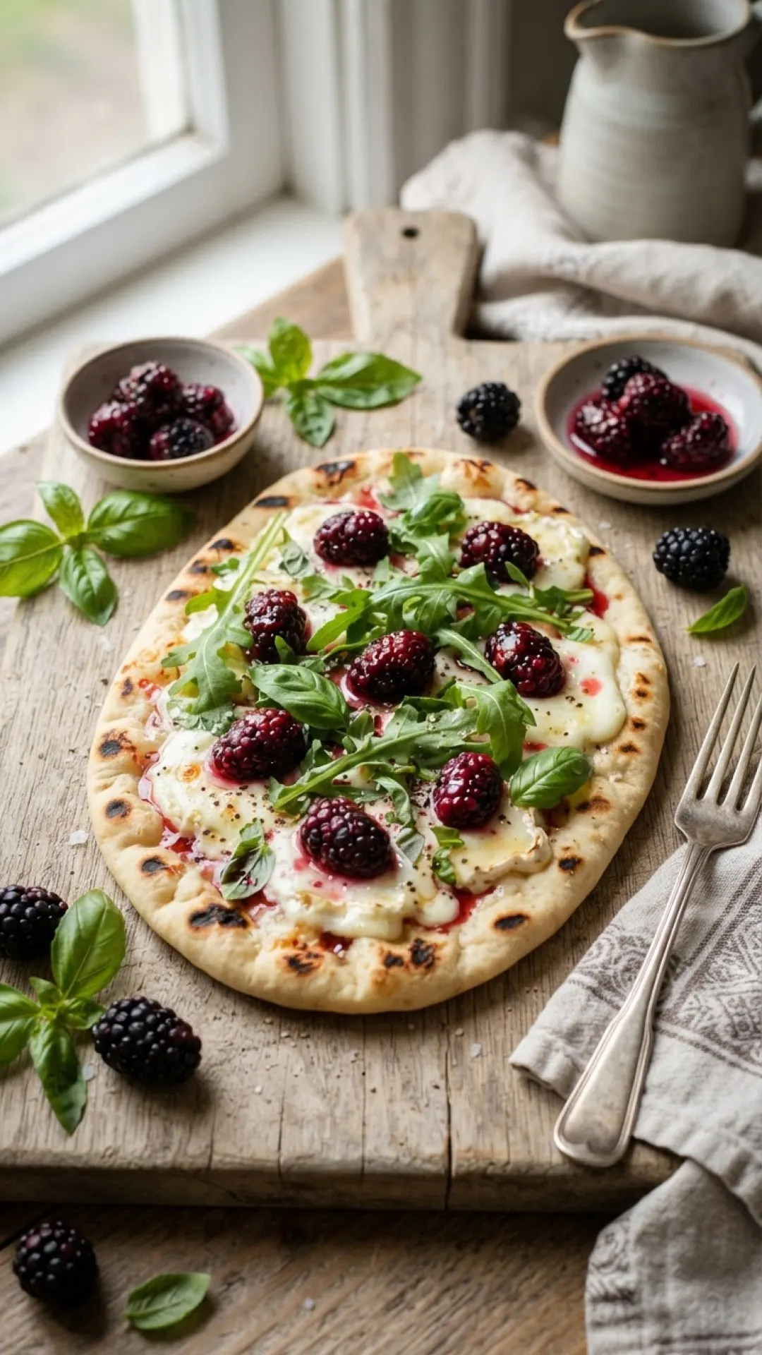 Pickled Blackberry and Ricotta Salad Preparation