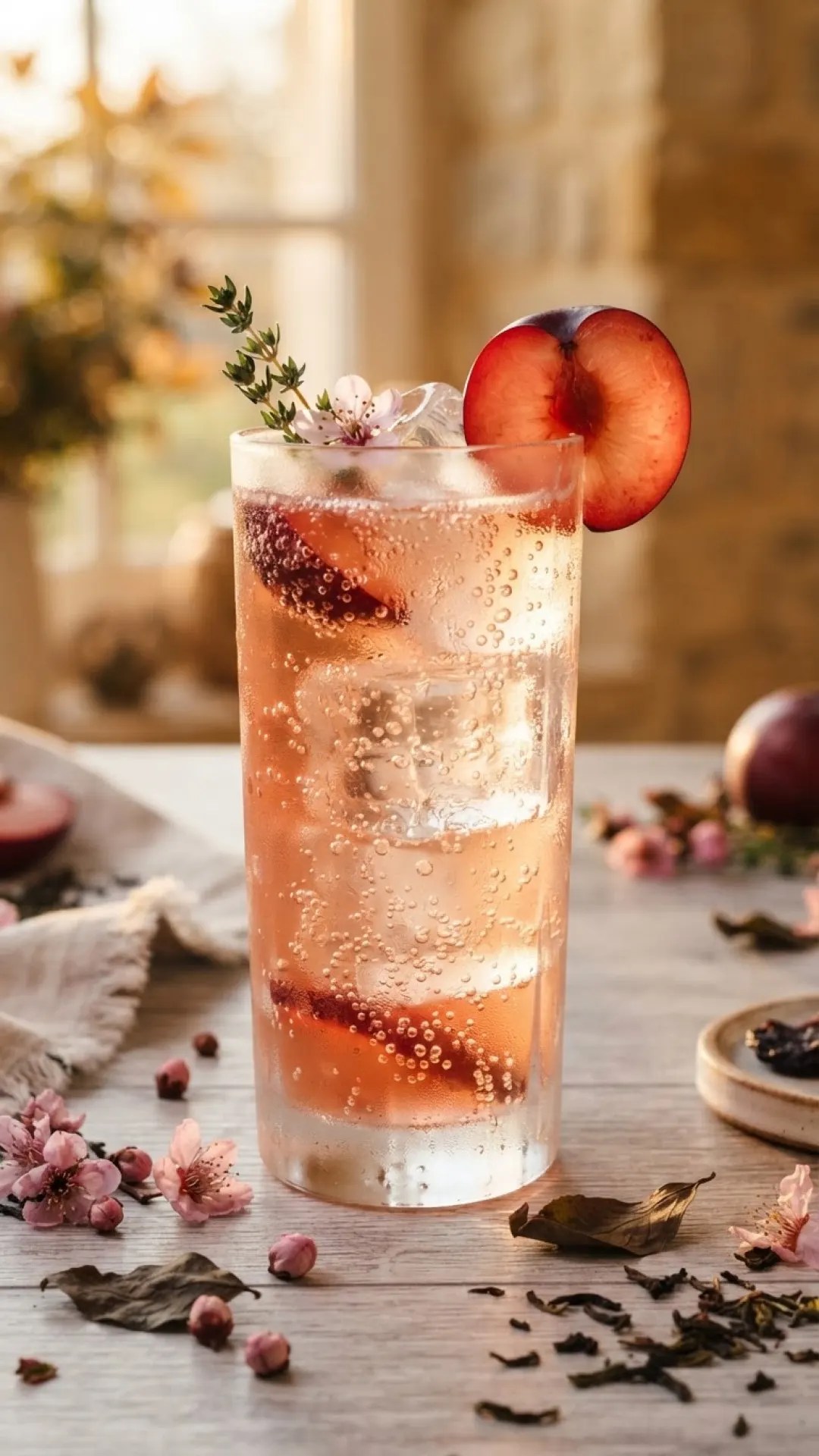 Plum Shrub & Sparkling Apple Mocktail Preparation