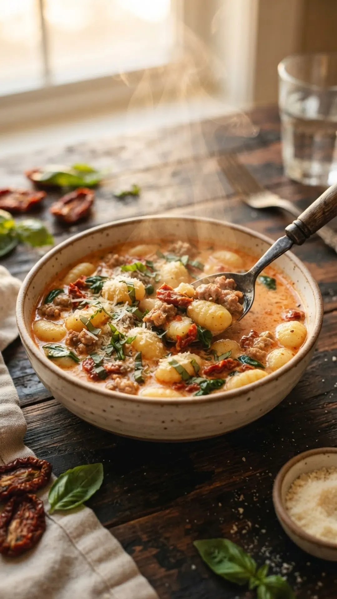 Cozy Comfort in a Bowl: My Favorite Sausage Gnocchi Soup with Sun-Dried Tomatoes 4 Sausage Gnocchi Soup with Sun-Dried Tomatoes Preparation