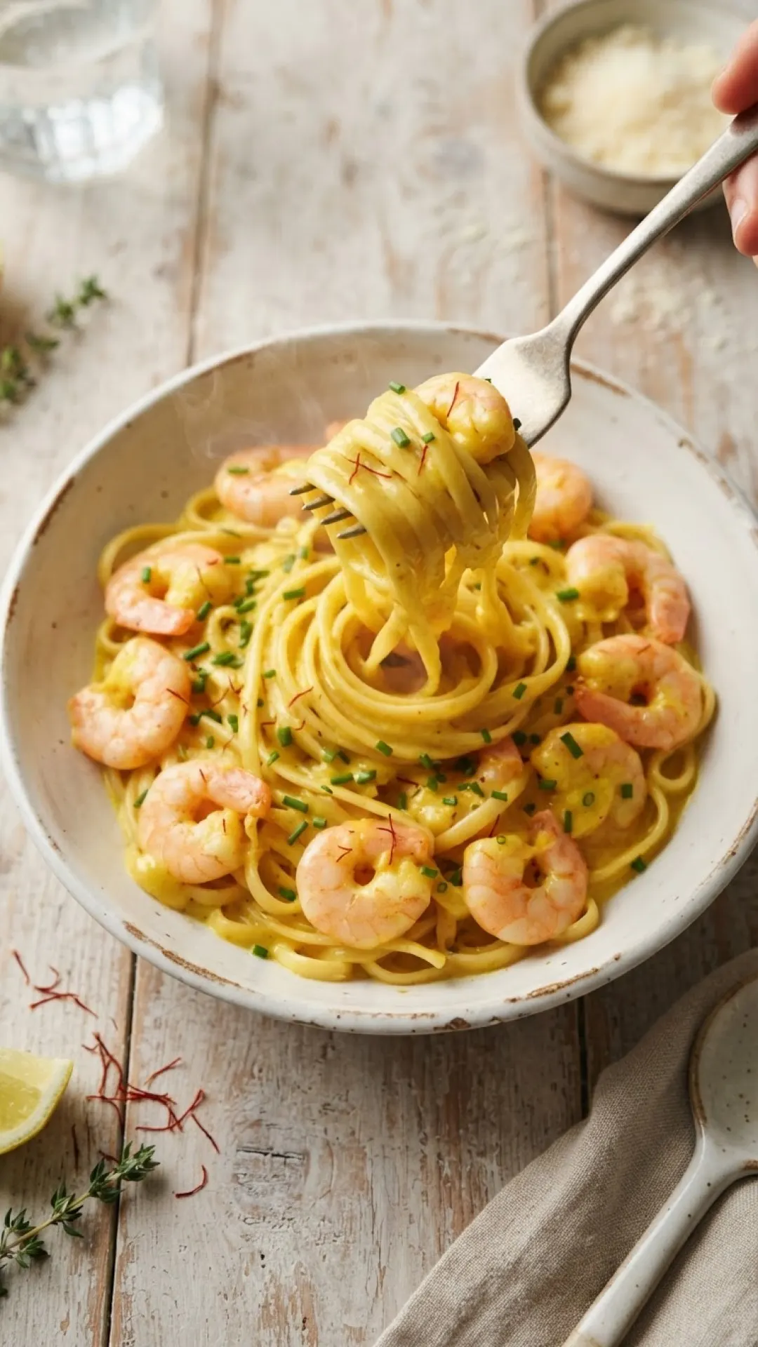 Golden Threads of Flavor: Shrimp Linguine with Creamy Saffron Sauce 4 Shrimp Linguine with Creamy Saffron Sauce Preparation
