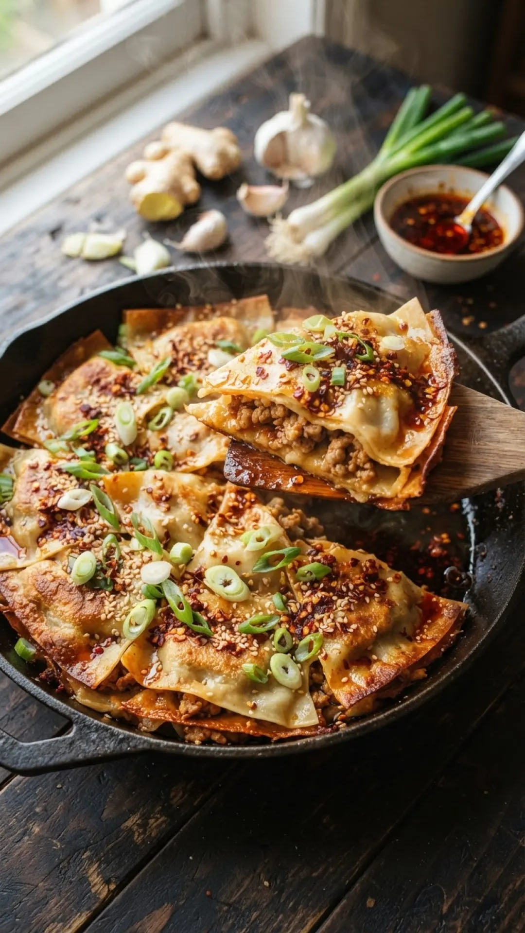 Stovetop Dumpling Lasagne Preparation