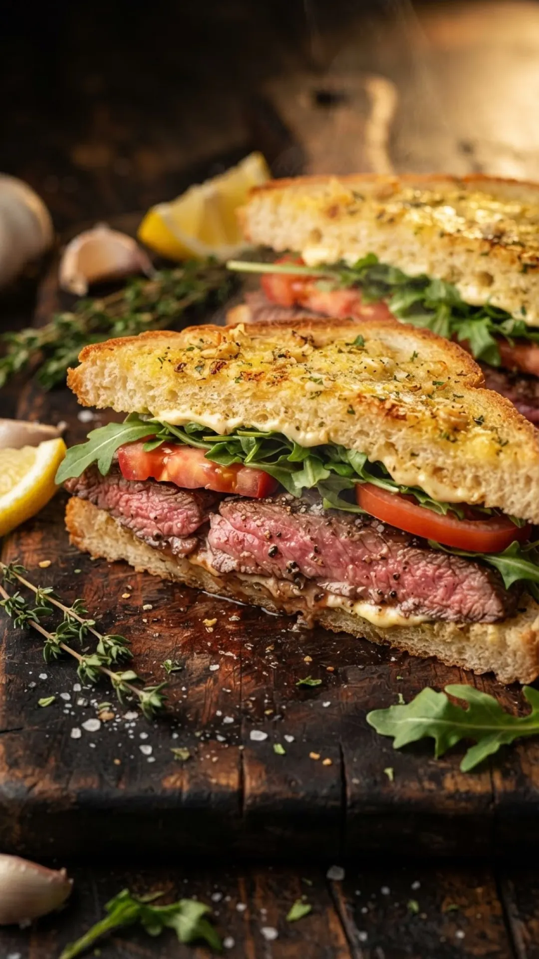 The Ultimate Garlic Bread Steak Sandwich Preparation