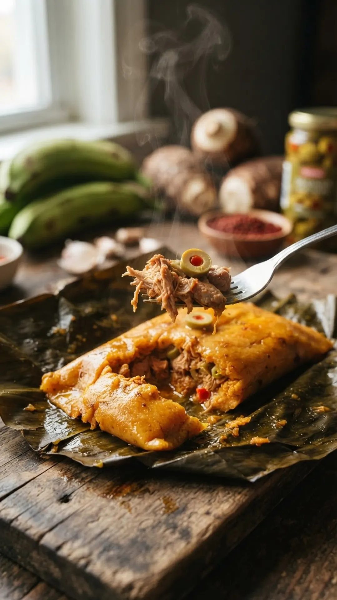 Traditional Puerto Rican Pasteles with Pork Preparation