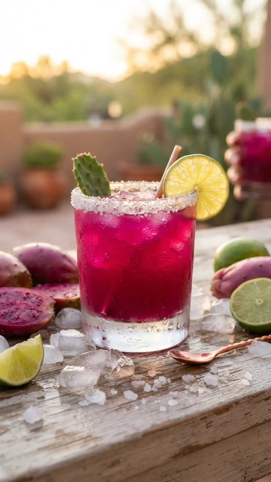 Vibrant Prickly Pear Margarita Preparation