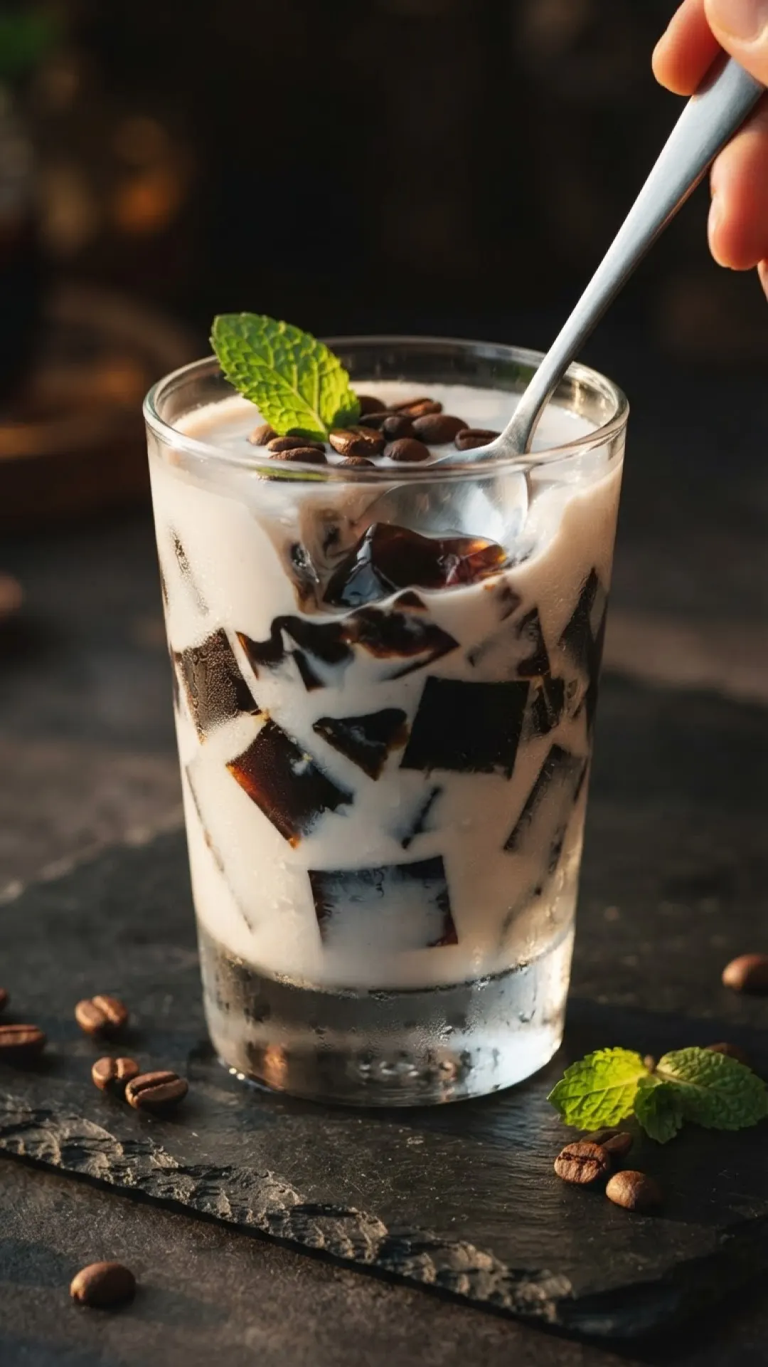 Vietnamese Iced Coffee Jelly Dessert Preparation