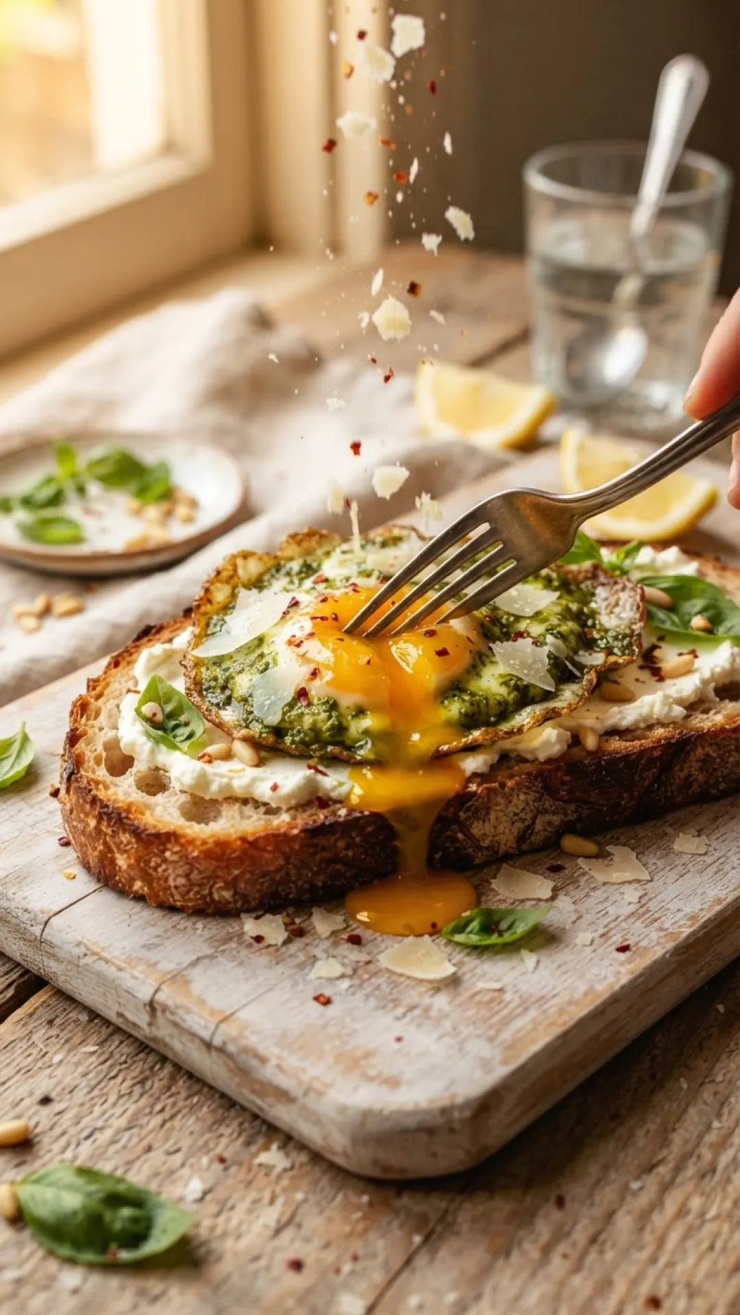 Viral Pesto Fried Eggs on Sourdough Preparation